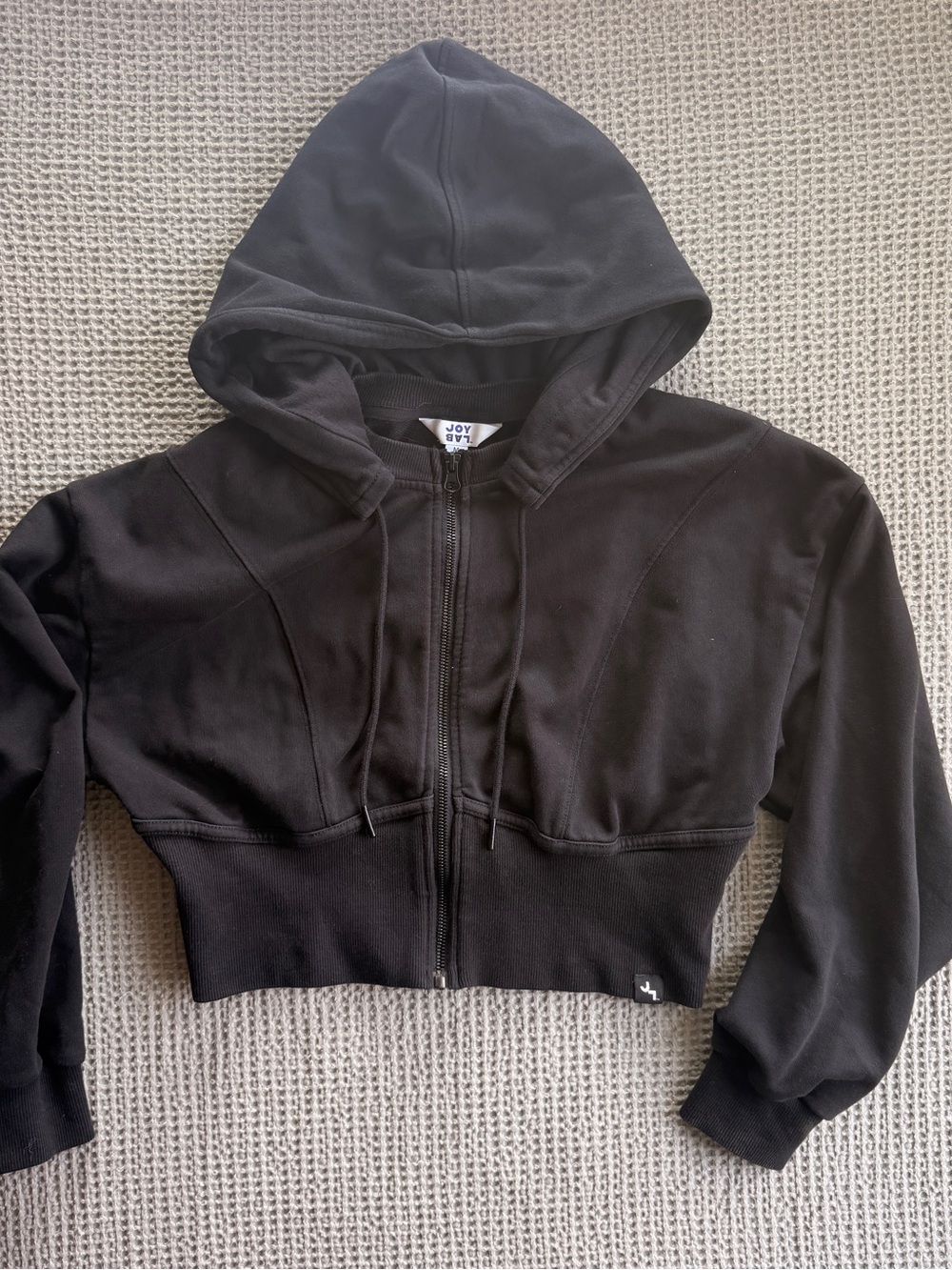 JoyLab Black Cropped Zip Hoodie Jacket